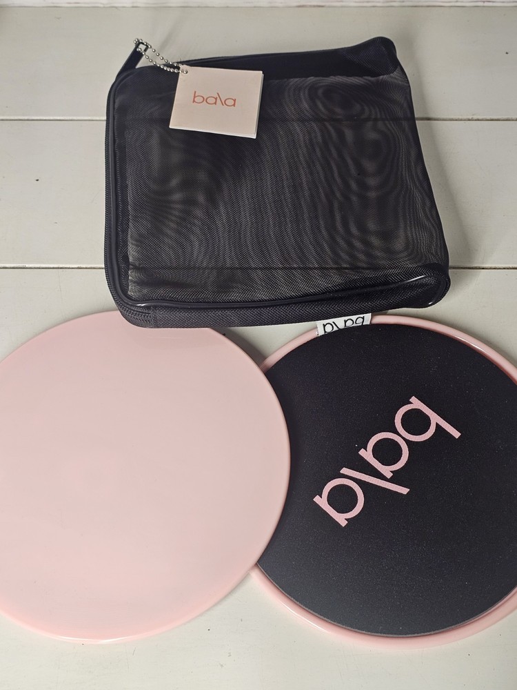 Bala Black Pilates Aerobic Exercise Workout Slider Discs 7-inch Pink w/ Mesh Bag