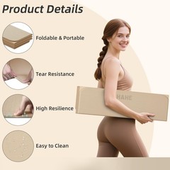 Foldable Yoga Mat, 74″Lx32″Wx1/3″Thick, Folding Exercise Mat, Non-slip Wide P…