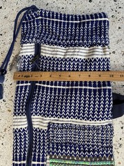 Jean-Louis Sherrer Pull String Yoga Mat Zip Bag Designer Natural Knit Blue White