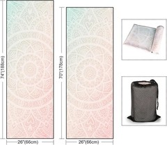 Yoga Towel with Corner Pockets, Non Slip Grip Dots Sweat Absorbent Hot