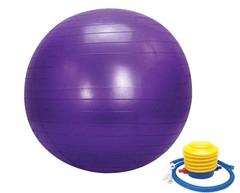 PURPLE 55cm(22in) Exercise YOGA BALL & Pump Anti-Burst Stability Balance Gymball
