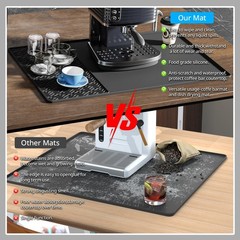 Silicone Coffee mat 24”x16” – Non-Slip Bar Mat with Detachable Drying La