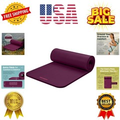 Solana Yoga Mat 1″ Thick w/Nylon Strap for Men & Women – Non Slip Exercise Ma…
