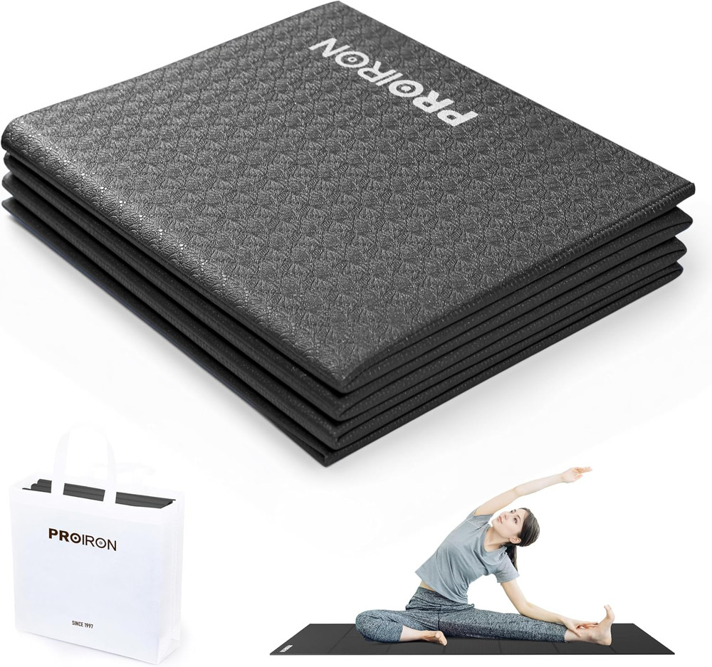 Foldable Yoga Mat 0.24″/0.16″ for Home Workout & Travel, Non Slip Travel Yoga Ma