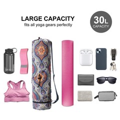 Yoga Mat Bag With Water Bottle Pocket Bottom Wet Carrier MultiFunctional