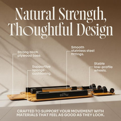 Wooden Pilates Reformer,Home Pilates Machine with Adjustable Resistance and Padd