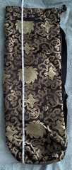 JFIT YOGA MAT BAG w/Zipper In Front- Silky Black And Gold Pattern – New w/o Tags