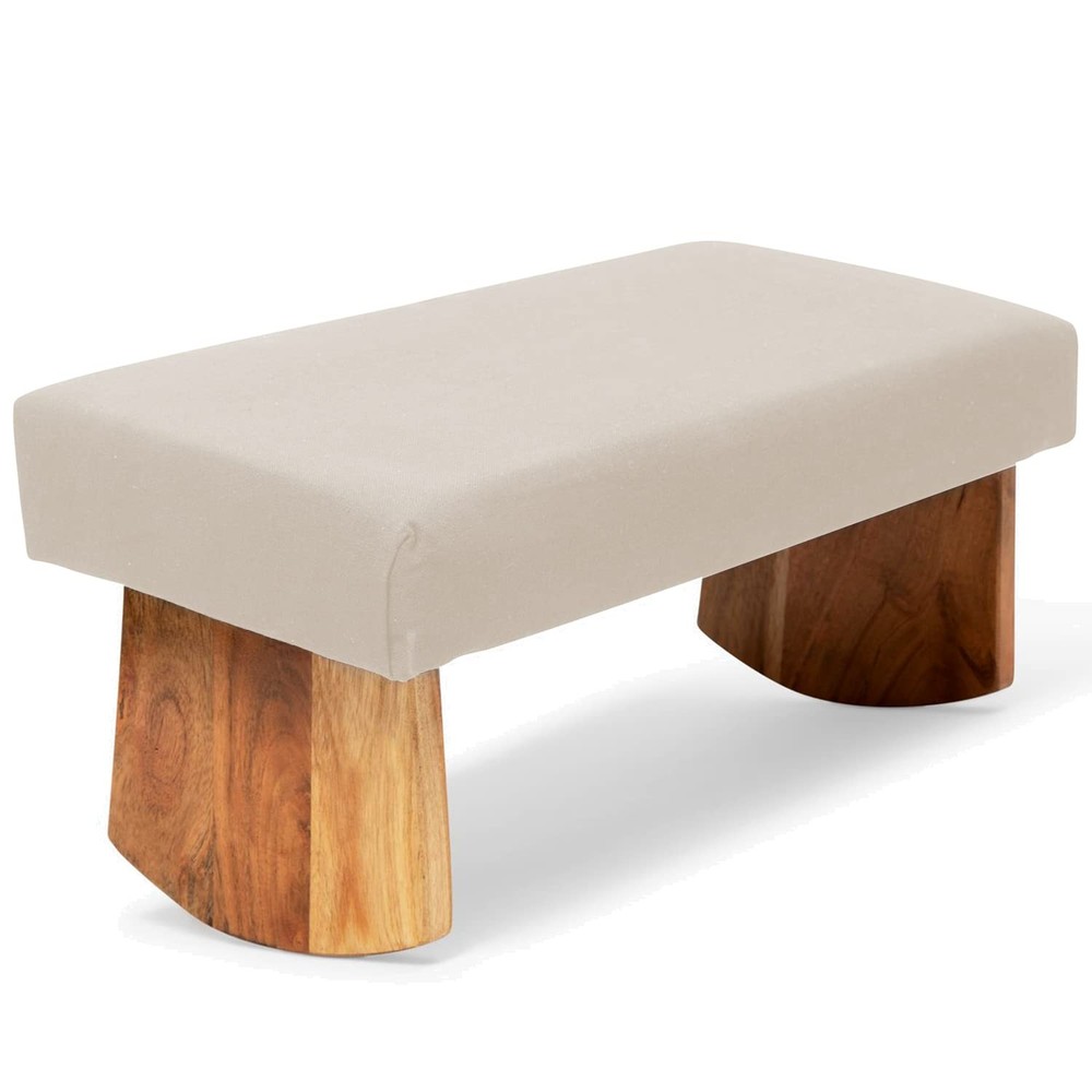 Meditation Bench (NAT. White), Seiza, Sustainable Acacia Wood with Curved Bot…