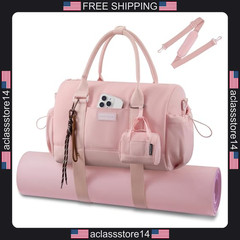 Lovevook small gym bag women yoga mat holder mini duffle pink 14.5 inch 2pcs