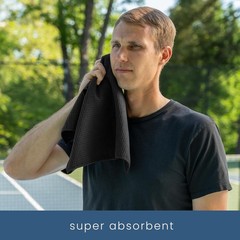 S&T INC. Microfiber Gym Towels, Yoga Towel for Home 3 Pack, Honeycomb Black