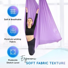 Aerial Yoga Hammock 5.5 Yards, 198 Inches Height Aerial Silks, Yoga Trapeze