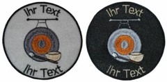 Klangmassage Klangschale Aufnäher m Wunschtext Patch 8cm (537-1)