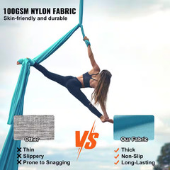 Aerial Silk and Yoga Swing, 11 Yards Long, 100Gsm Nylon Fabric Kit, Full Rigging