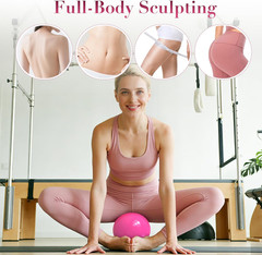 Pilates Kit for Women, 15-Piece Ultimate Pilates Set with Pink Pilates Ring, Bal