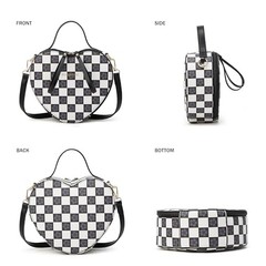 Crossbody Purse for Women Small Crossbody Bags Checkered Black Heart Shape
