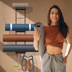 Yoga Mat Holder Wall Mount, Wall Rack Organizer, Storage Foam Roller and Bloc…