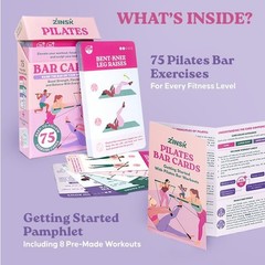 Zinsk 75 Pilates Bar Exercise Cards – Create Home Workouts that Sculpt and