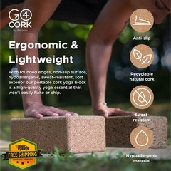 Go4Cork Large Cork Yoga Block 9x6x4″