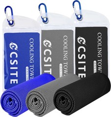 3 Pack Cooling Towels (47″x12″) for Neck 47″ x 12″, Dark Blue/Dark Gray/Black
