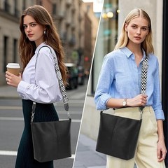 TANTOMI Crossbody Bags for Women Trendy Vegan Leather Purses and Hobo Black