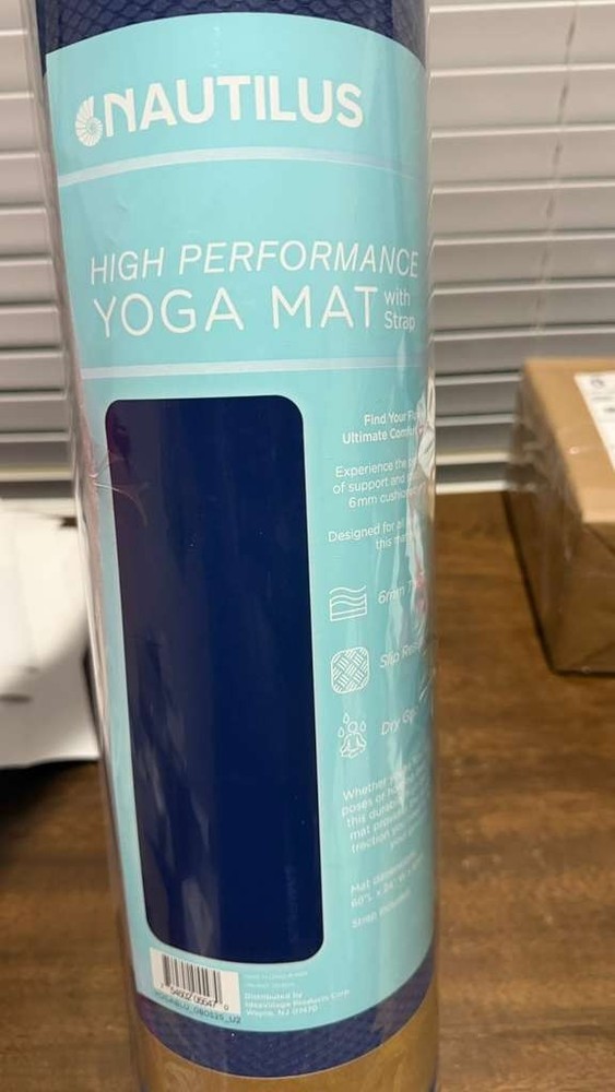 Nautilus High Performance Yoga Mat 6mm W/strap Blue New W/ Tags