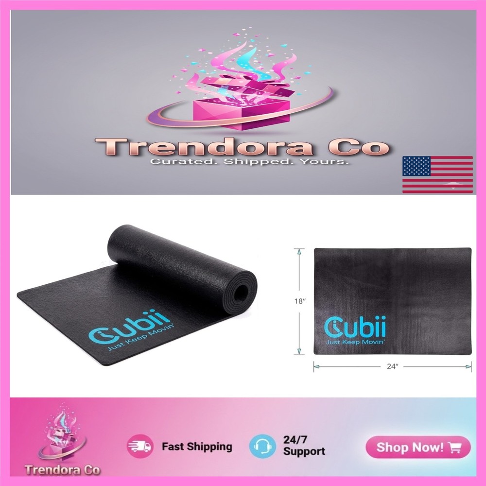 Protective Non-Slip Floor Mat for Indoor Cycling and Fitness Equipment, 24″x18″