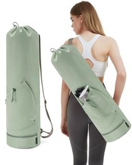 Large Yoga Mat Bag with Water Bottle Pocket and Bottom Wet Pocket Exercise Yo…