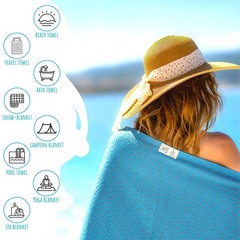 RAY SILVER Turkish Beach Towel – 100% Cotton 40″ x 71″, 1pc – P-blue