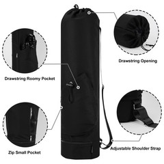 Yoga Mat Bag Water Bottle Pocket Bottom Wet Pocket Exercise Carrier Storage