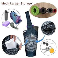 Yoga Mat Bag – Long Tote with Pockets – Holds More Yoga 37″x15.5″ Mandala Black