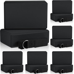 18 Pcs Yoga Blocks and Strap Set Include 12 EVA Foam black