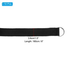 10Pcs 6 Feet Cotton Yoga Strap Belt Stretch Bands with D-Ring Buckle, Black