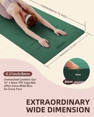 Yoga Mat 72x 32×1/3Extra Wide Non-Slip Exercise Fitness Mats Eco-Friendly TPE