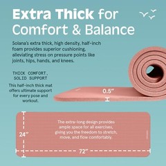 Retrospec Solana Yoga Mat 1/2″ Thick w/Nylon Strap for Men & Women – Non Slip…