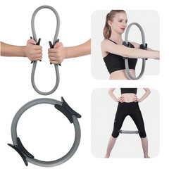 Pilates Ring Fitness Ring with Non Slip Handles for Core Workout (Light Grey)