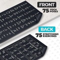 Instructional Yoga Mat with 75 Illustrated Poses and Carrying Strap for Comfort