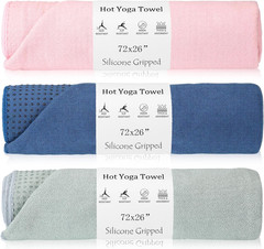 Extra Large Non-Slip Yoga Towel 3 Pack – Microfiber Mat Cover (Pink, Blue, Green
