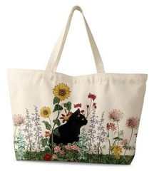 Large Tote Bag for Women – Canvas Tote Bag with Zipper Aesthetic Grass Cat