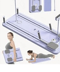 Foldable Pilates Reformer Board Portable Home Gym Core Ab Workout w/Bands