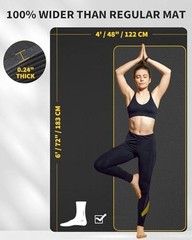 Yoga Mat 72″ x 48″ Large Workout Mat for Home Gym Flooring |-12mm 6mm BLACK