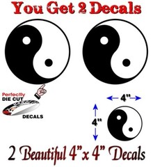 2 Yin and YANG 4″ Decals Pilates MMA Martial Arts Yoga Mat Bag Vinyl Stickers