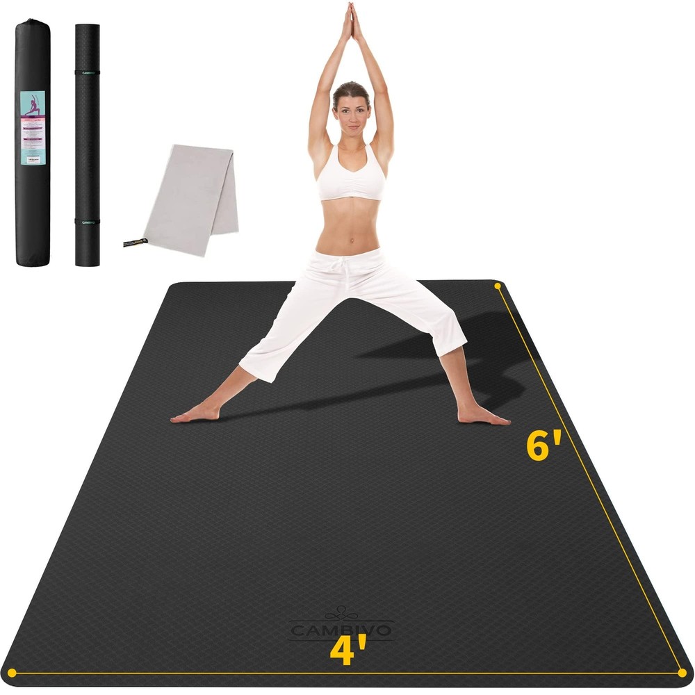 CAMBIVO Large Yoga Mat (6’x 4′), Extra Wide Workout Mat for Men and Women, Yo…