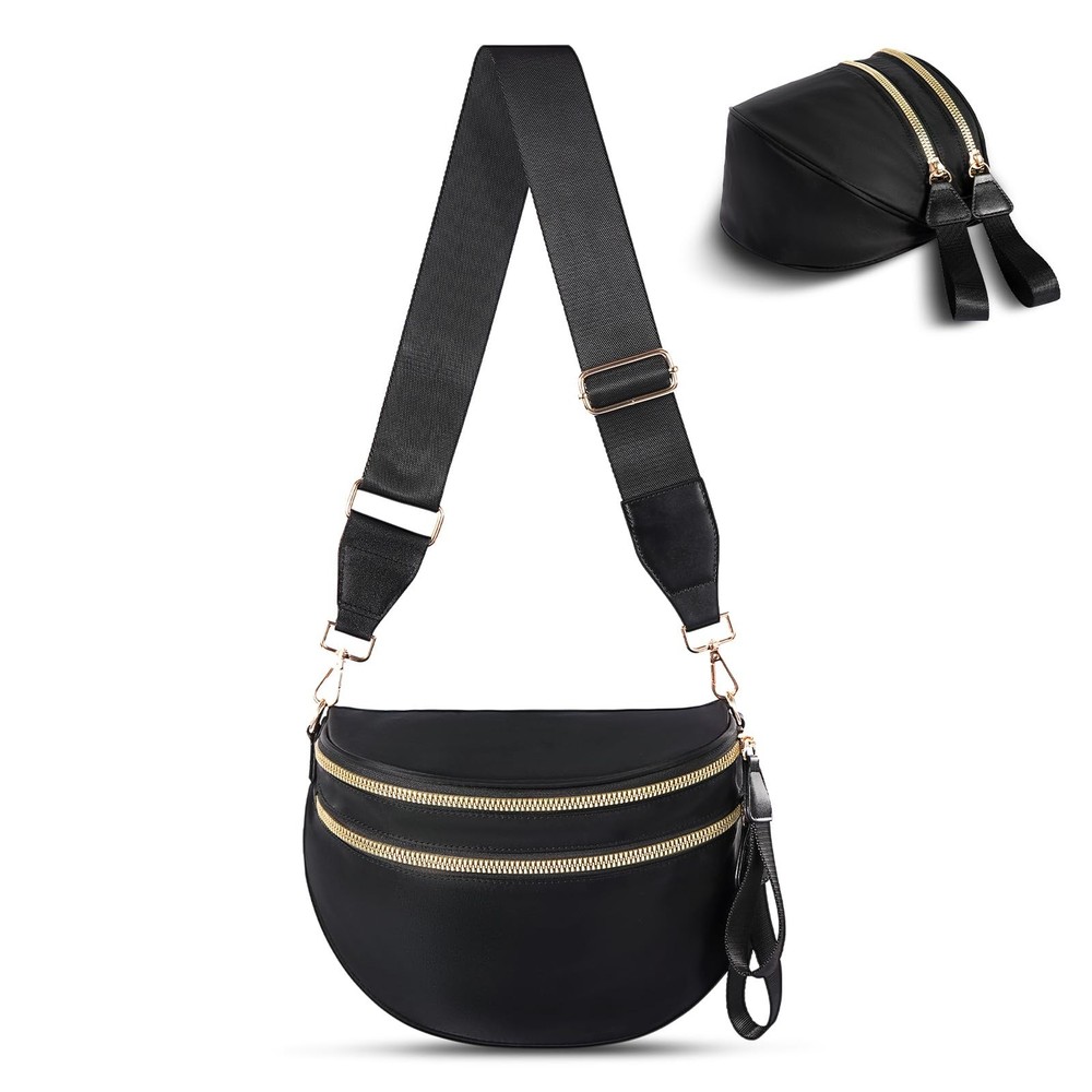 Checkered Crossbody Bag,Nylon Bum Bags for Women Crossbody,Spacious Sling Bag…