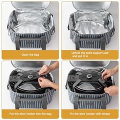 Fun Elements Double Layer Slow Cooker Carrier Bag for 6-8 Quart Oval CrockPot,