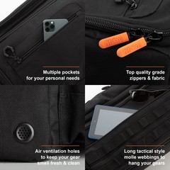 Fitdom Tactical Inspired Yoga Bag for Adult Men. 10″L x 8″W x 25″H, Black