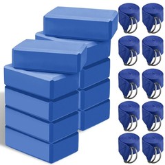 20 Pack Non-Slip Yoga Blocks & Straps – EVA Foam with Metal D-Ring for Gym Worko