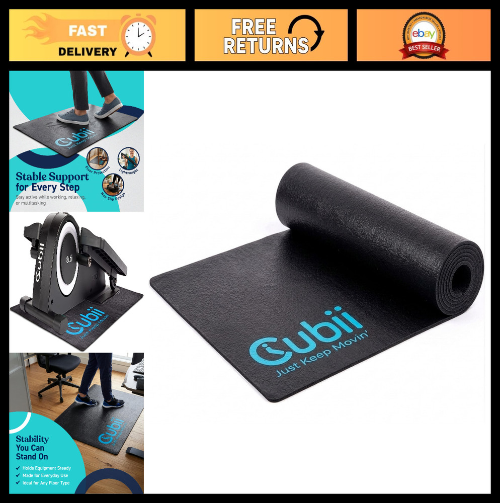 Non-Slip Workout Mat for Under Desk Ellipticals & Bikes, Floor Protection, 24″x1