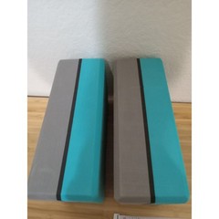 Heathyoga Set of 2 Yoga Blocks Teal Grey High Density EVA Foam Fitness Support