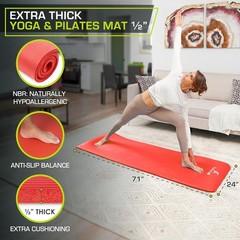Water-Resistant Extra Thick Yoga Mat – ½” Foam, 71” Long with Non-Slip Surface
