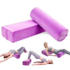 2 PCS Yoga Bolster Pillow Set Washable Velvet Cover Meditation Bolster with H…